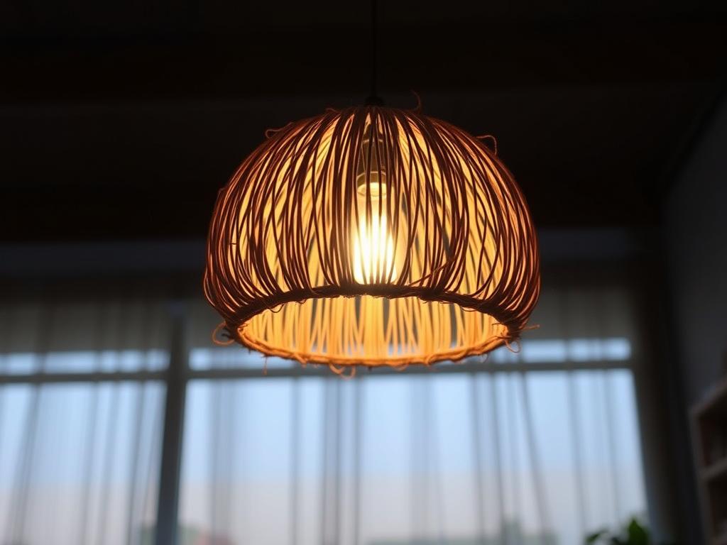 Abażur DIY ze sznurka jutowego z ciepłym światłem Abażur DIY ze sznurka jutowego z ciepłym światłem
