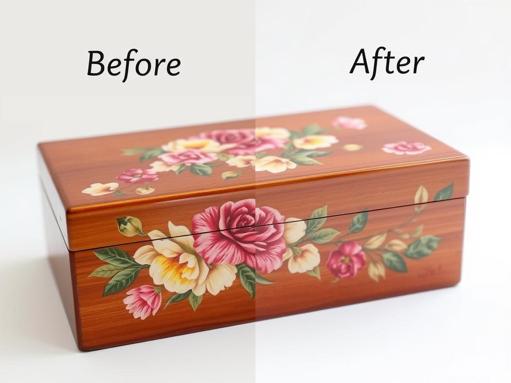 Efekt końcowy decoupage dla początkujących - ozdobione pudełko Efekt końcowy decoupage dla początkujących - ozdobione pudełko