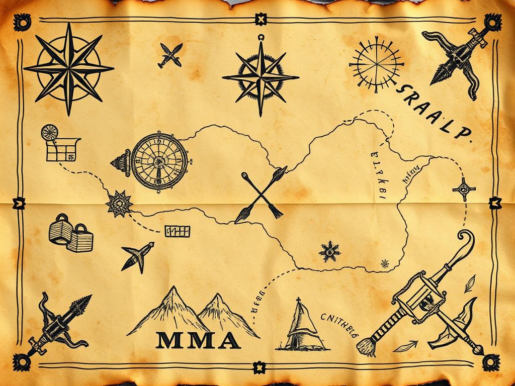 Gotowy projekt z wykorzystaniem postarzanego papieru - mapa skarbów Gotowy projekt z wykorzystaniem postarzanego papieru - mapa skarbów