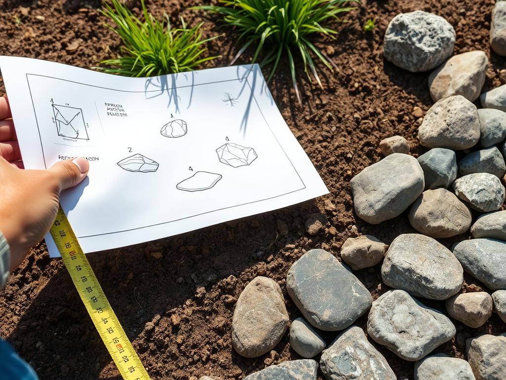 Proces planowania alpinarium w ogrodzie - szkic projektu, pomiary terenu i przygotowanie materiałów Proces planowania alpinarium w ogrodzie - szkic projektu, pomiary terenu i przygotowanie materiałów