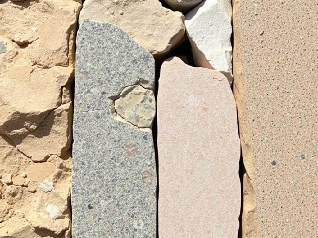 Różne rodzaje kamieni używane do budowy alpinarium - wapień, dolomit, granit i piaskowiec Różne rodzaje kamieni używane do budowy alpinarium - wapień, dolomit, granit i piaskowiec