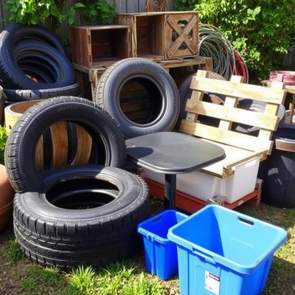 Różnorodne materiały z recyklingu do wykorzystania w projektach mebli ogrodowych DIY Różnorodne materiały z recyklingu do wykorzystania w projektach mebli ogrodowych DIY