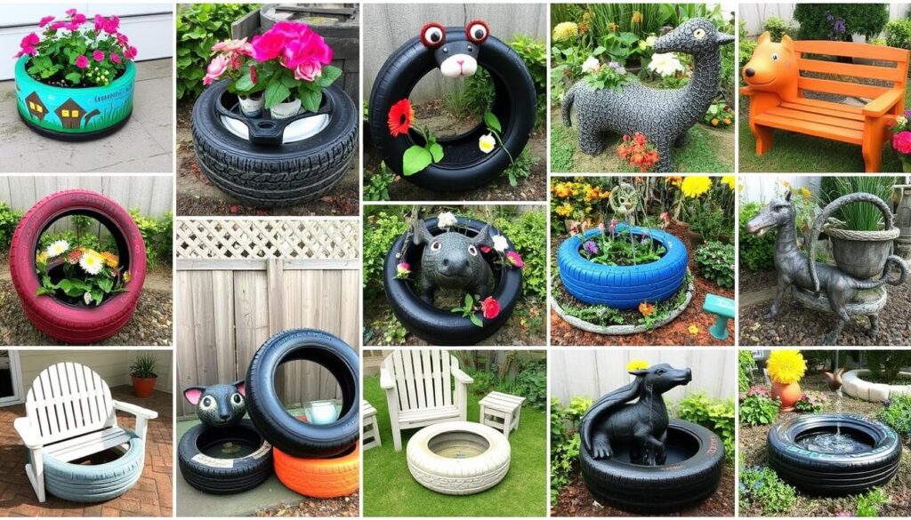 Różnorodne ozdoby z opon do ogrodu - galeria inspiracji Różnorodne ozdoby z opon do ogrodu - galeria inspiracji