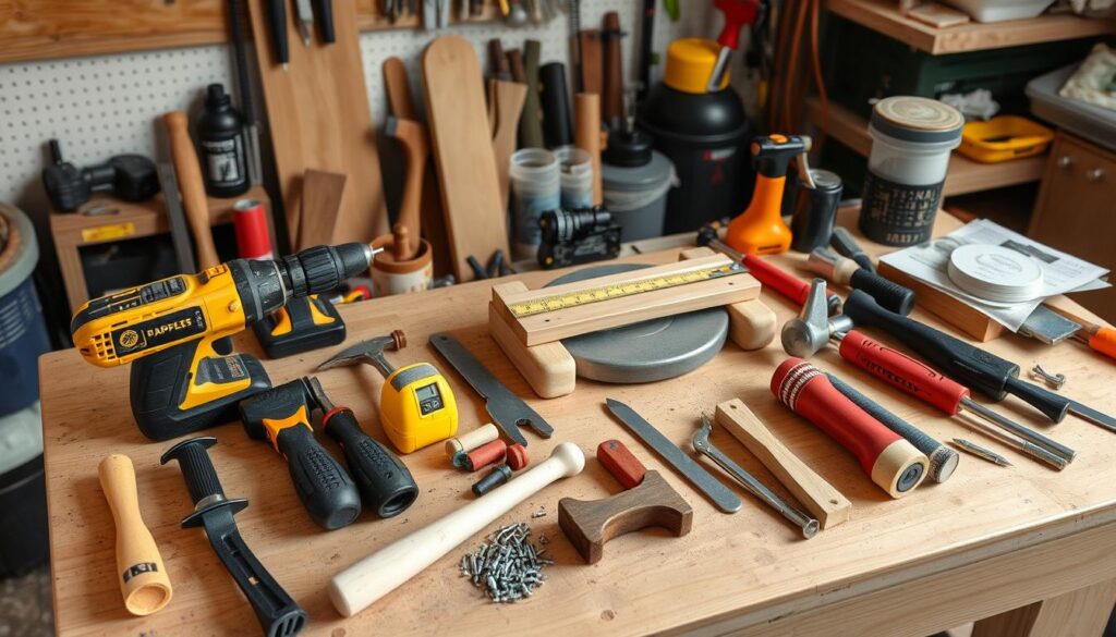 Zestaw narzędzi potrzebnych do tworzenia mebli ogrodowych DIY Zestaw narzędzi potrzebnych do tworzenia mebli ogrodowych DIY