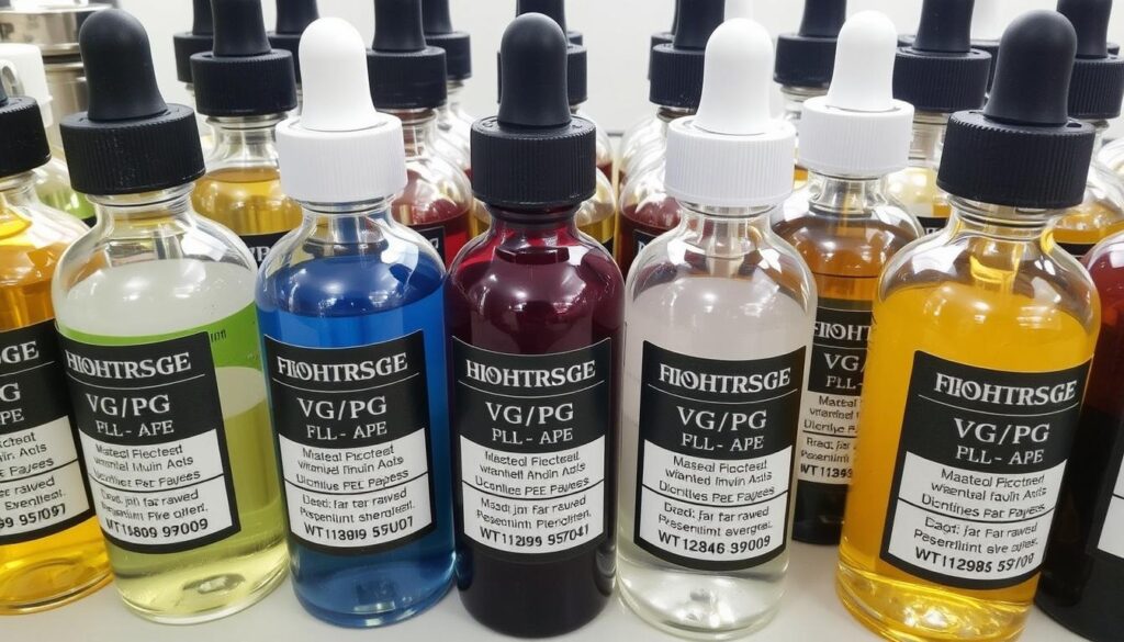 Gotowy, własnoręcznie przygotowany liquid w butelkach z etykietami