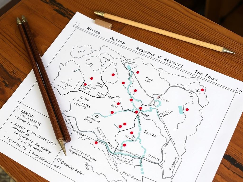 Mapa terenu z zaznaczonymi miejscami reakcji różdżki