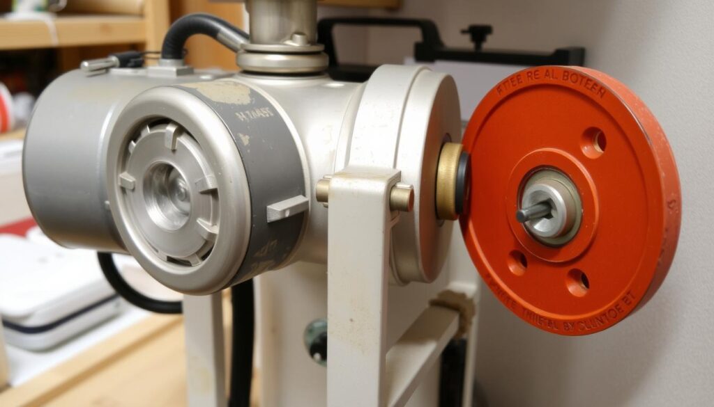 Mechanizm napędowy śrutownika z silnikiem elektrycznym i przekładnią pasową