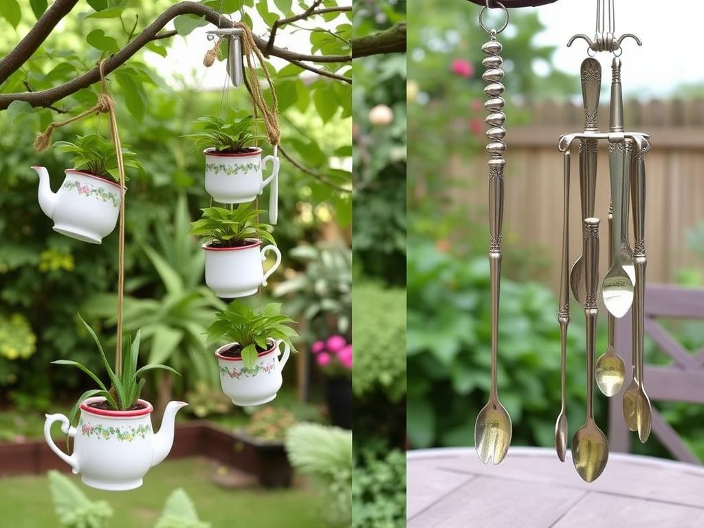 Ozdoby do ogrodu DIY ze starych naczyń i sztućców Ozdoby do ogrodu DIY ze starych naczyń i sztućców