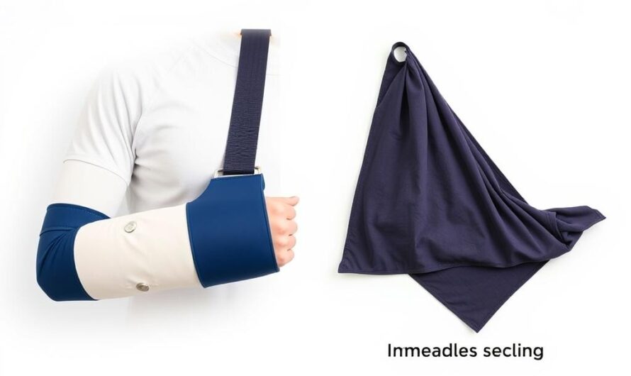 Profesjonalny temblak medyczny oraz improwizowany temblak z chusty